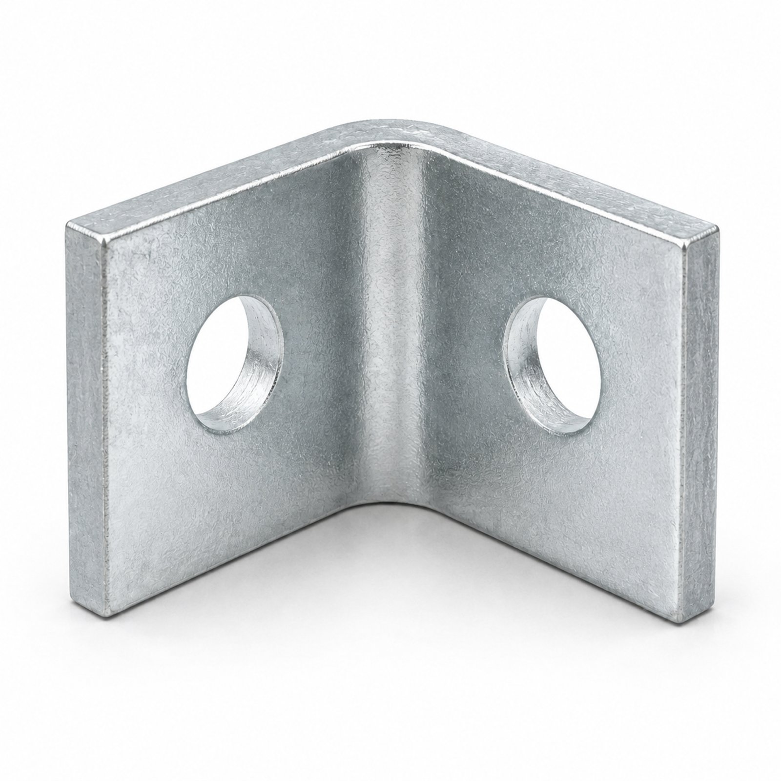 90 degree angle fitting in a smooth bright silver electro-galvanized finish