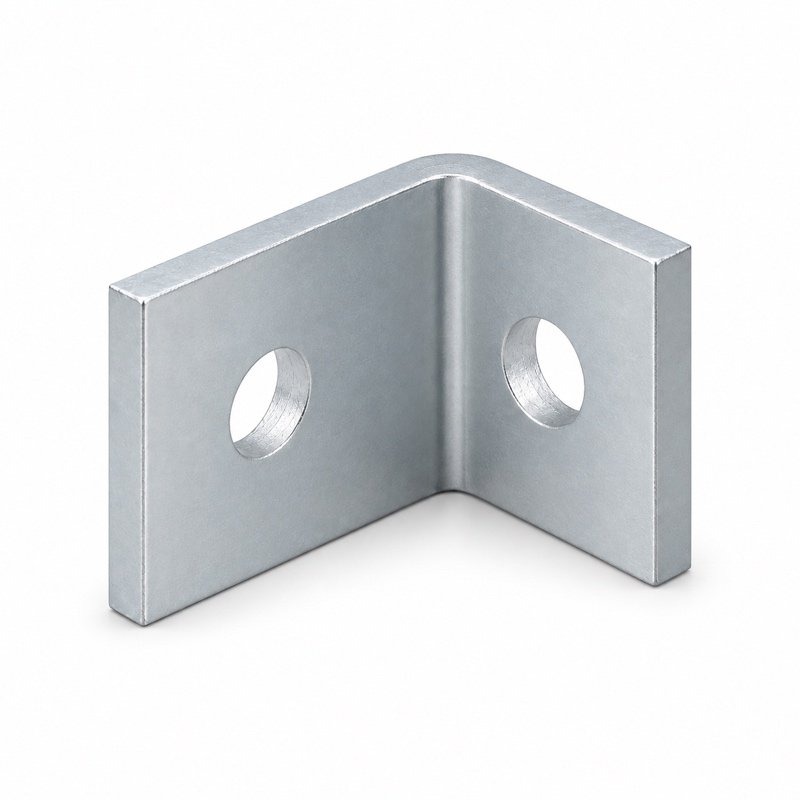 Unistrut P1068 two-hole 90-degree angle fitting with unequal legs, electro-galvanized, rendering