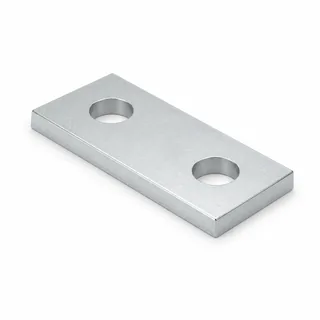 Dead-flat steel plate with bolt holes and no bend anywhere in it